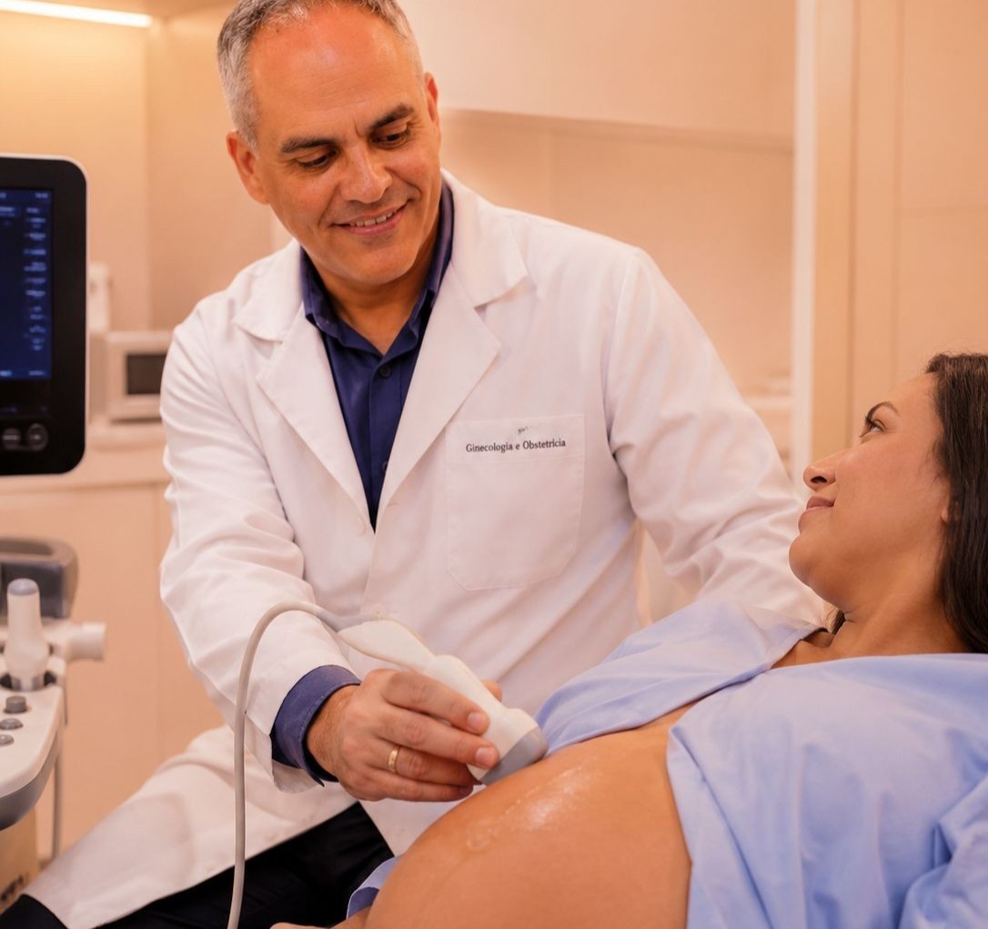 Exame de ultrassom realizado no consultório